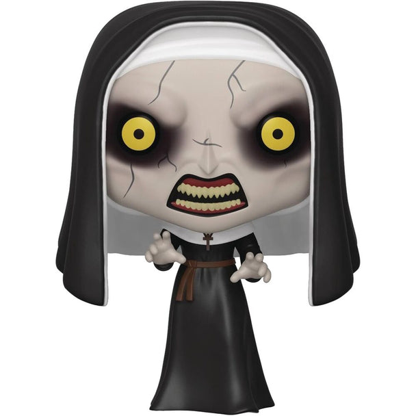 Vue rapprochée de la figurine Funko POP The Nun montrant les détails effrayants et le design soigné
