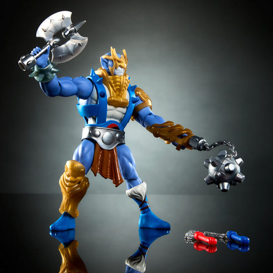 Vue latérale de la figurine Panthro Thundercats avec articulation et couleurs vives