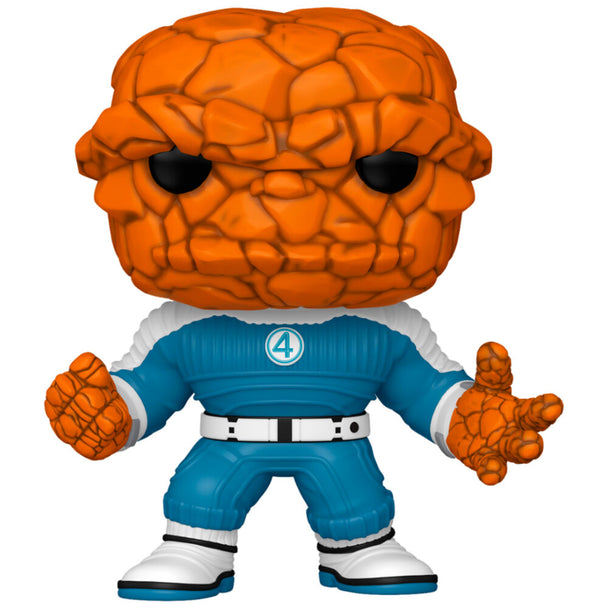 Figurine Funko POP The Thing de Marvel The Fantastic 4 en vinyle, vue de face avec boîte cadeau