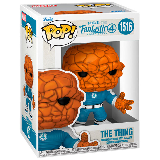 Détail de la figurine Funko POP The Thing, personnage emblématique des comics Marvel, en vinyle de 9 cm