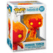 Packaging original de la figurine Funko POP Human Torch Marvel The Fantastic 4, boîte cadeau avec visuel du personnage