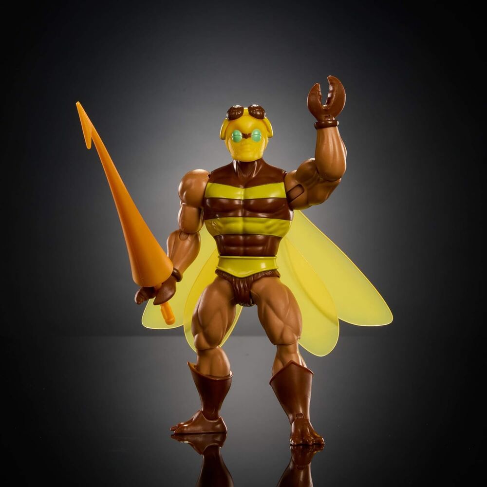 Détail de la figurine Buzz-Off montrant les lunettes relevées et les yeux métalliques brillants