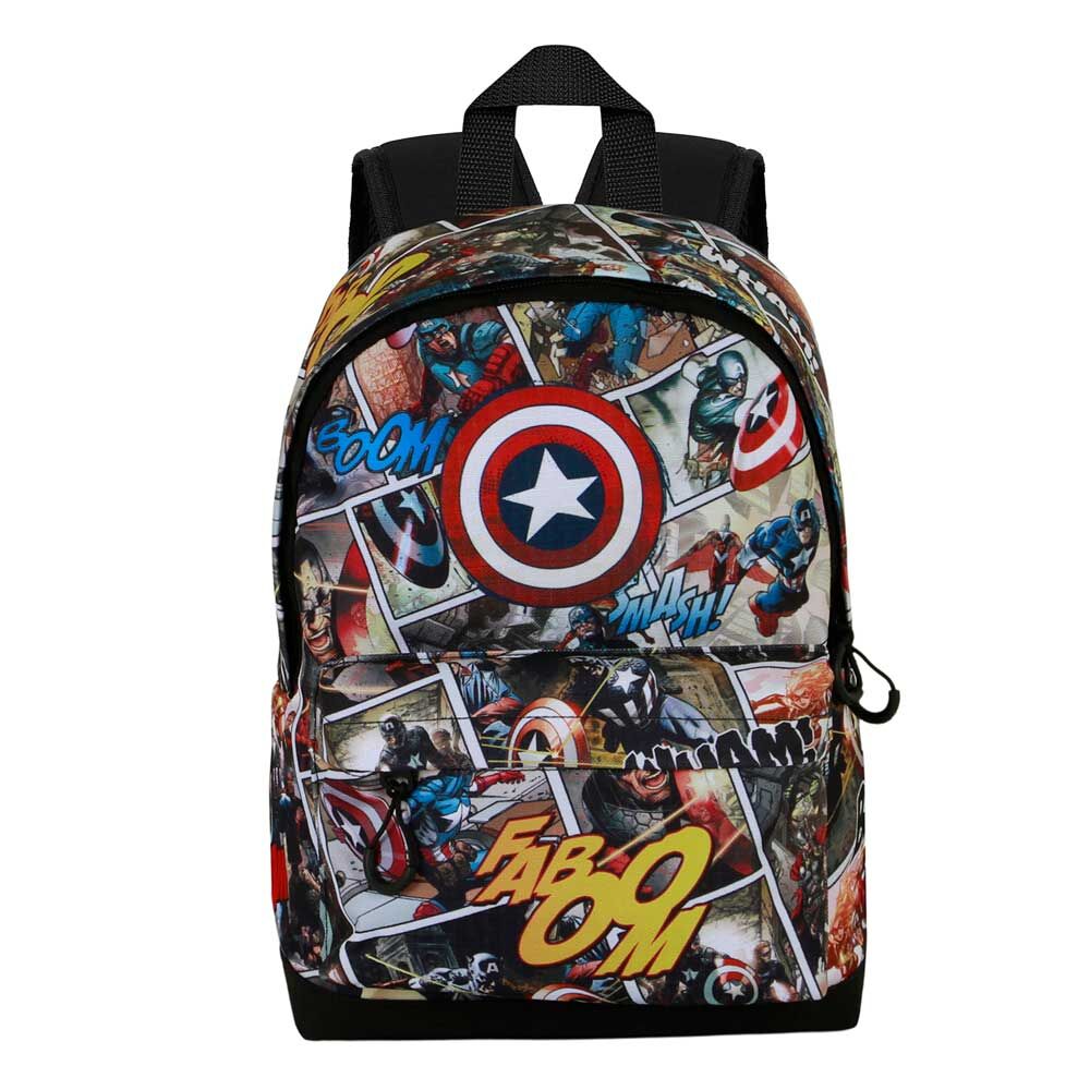 Sac à dos Marvel Captain America 35cm vue de face avec logo emblématique sur fond bleu