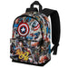 Vue arrière du sac à dos Captain America montrant le dos matelassé et la doublure imprimée intérieure