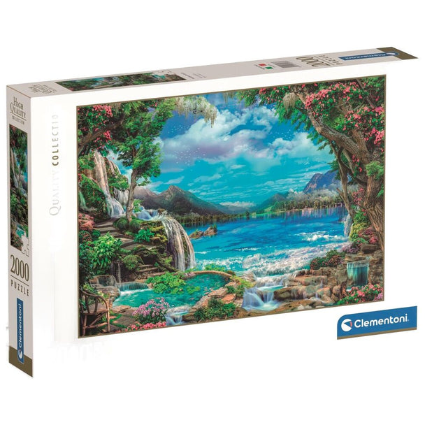 Puzzle CLEMENTONI Paradise On Earth 2000 pièces, image détaillée du paysage paradisiaque, dimensions 97,5x66,8 cm.