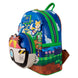 Vue latérale du sac à dos Sonic the Hedgehog Loungefly montrant la fermeture éclair robuste