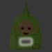 Détail du sac à dos Loungefly Teletubbies Dipsy montrant la fermeture éclair et les coutures précises