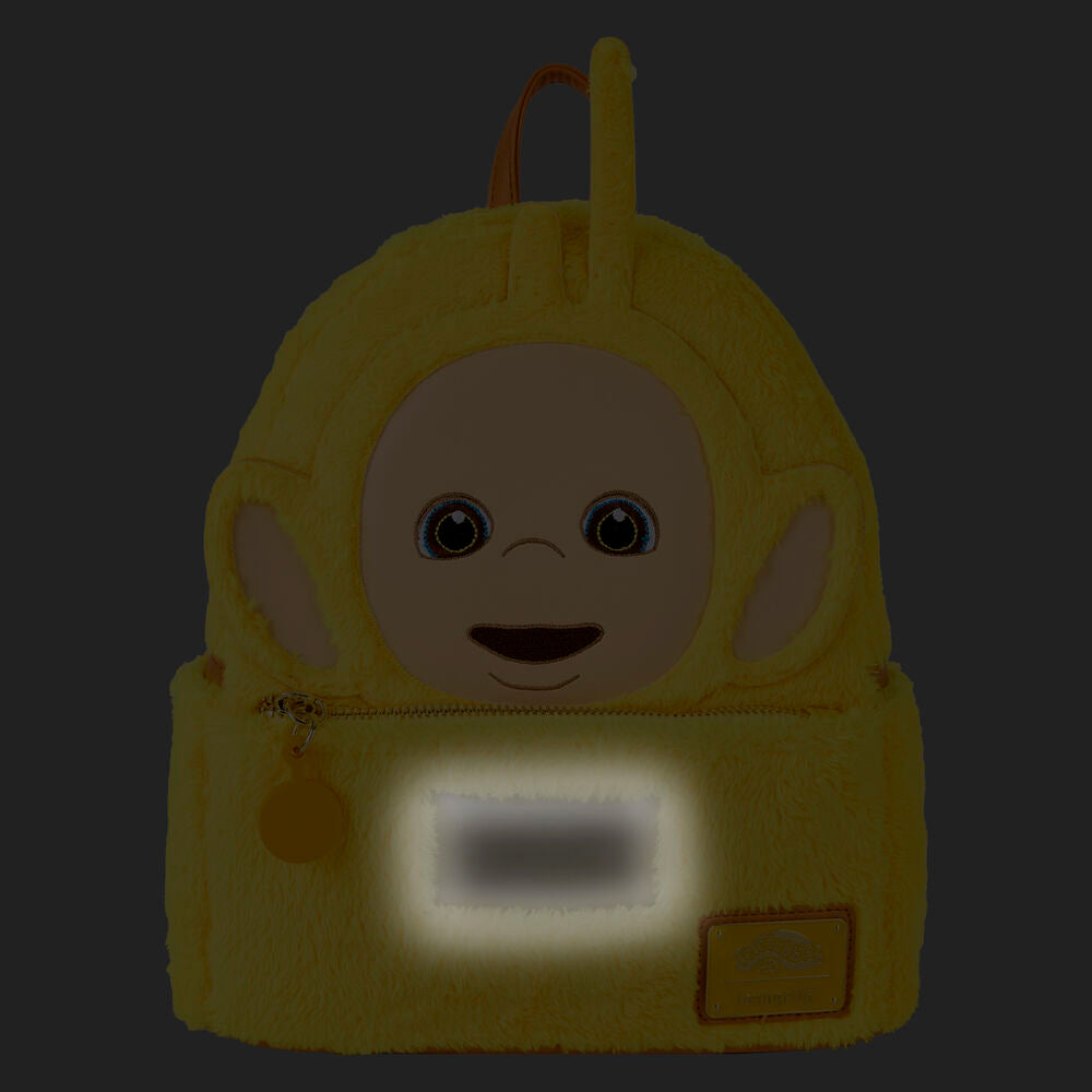 Sac à dos Loungefly Laa-Laa Teletubbies vue de face avec couleurs vives et détails précis