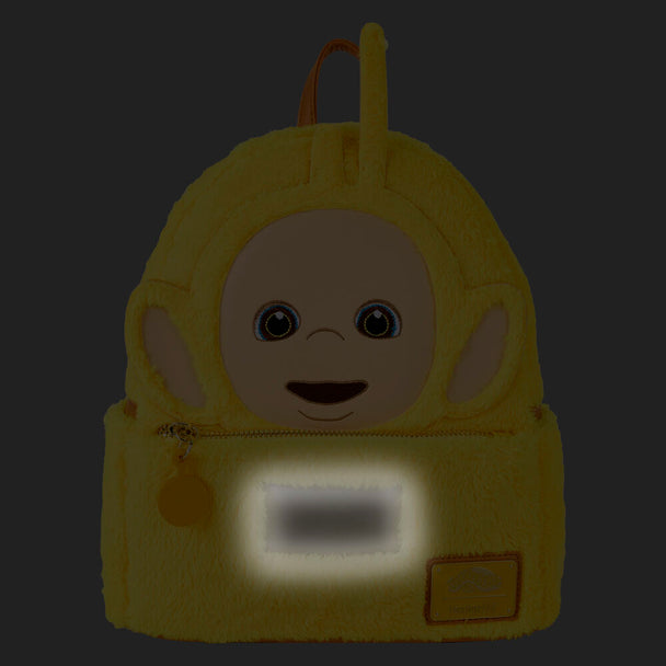 Sac à dos Loungefly Laa-Laa Teletubbies vue de face avec couleurs vives et détails précis
