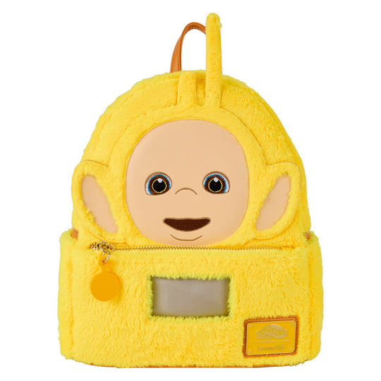 Zoom sur le logo officiel Loungefly cousu sur le sac à dos Laa-Laa Teletubbies