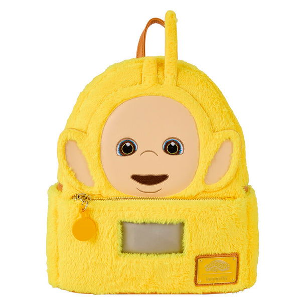 Zoom sur le logo officiel Loungefly cousu sur le sac à dos Laa-Laa Teletubbies