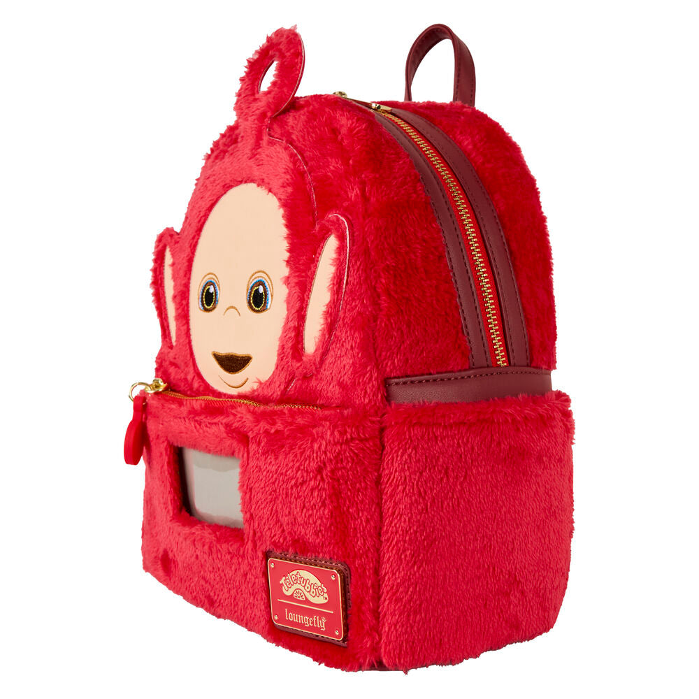 Vue latérale du sac à dos Teletubbies Po Loungefly mettant en avant sa forme compacte