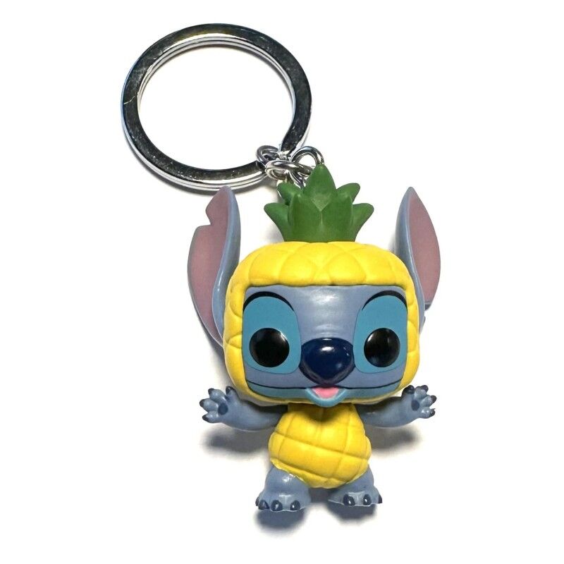 Porte-clés Pocket POP Disney Lilo & Stitch montrant Stitch déguisé en ananas, figurine miniature FUNKO colorée et détaillée.