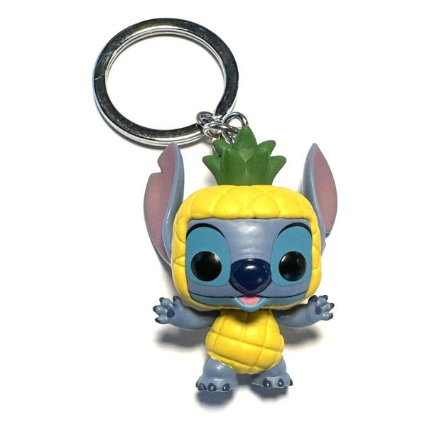 Porte-clés Pocket POP Disney Lilo & Stitch montrant Stitch déguisé en ananas, figurine miniature FUNKO colorée et détaillée.