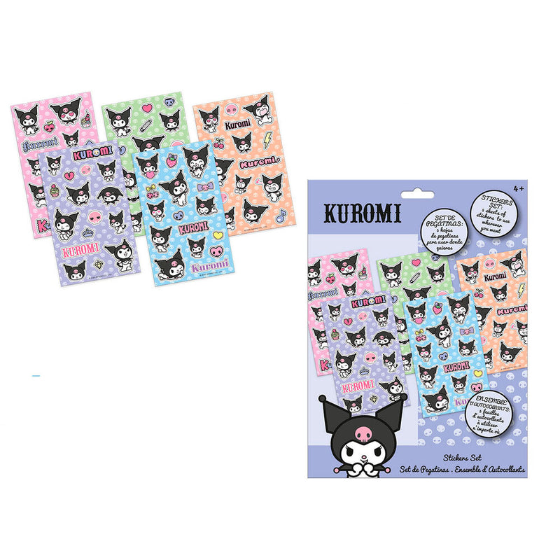 Set d'autocollants Hello Kitty et Kuromi, présentant une variété de designs mignons et colorés, idéal pour personnaliser vos objets et accessoires.