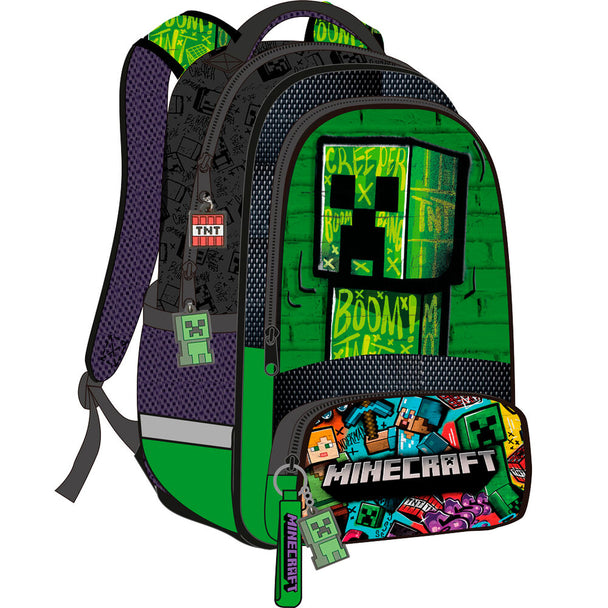 Vue de profil du sac à dos Minecraft montrant les bretelles rembourrées confortables