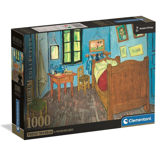 Boîte du puzzle 1000 pièces CLEMENTONI illustrant la peinture Chambre de Van Gogh, idéale pour les amateurs d'art