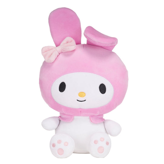 Peluche Hello Kitty et My Melody de 25cm PLAY BY PLAY, vue de face avec détails doux et colorés.