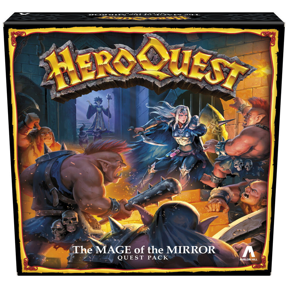 Boîte du jeu Heroquest The Mage of the Mirror édition HASBRO avec illustrations du mage mystérieux