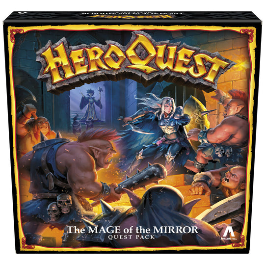 Boîte du jeu Heroquest The Mage of the Mirror édition HASBRO avec illustrations du mage mystérieux