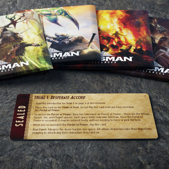 Joueurs en train de jouer à Talisman avec l'extension Fate Beckons en groupe