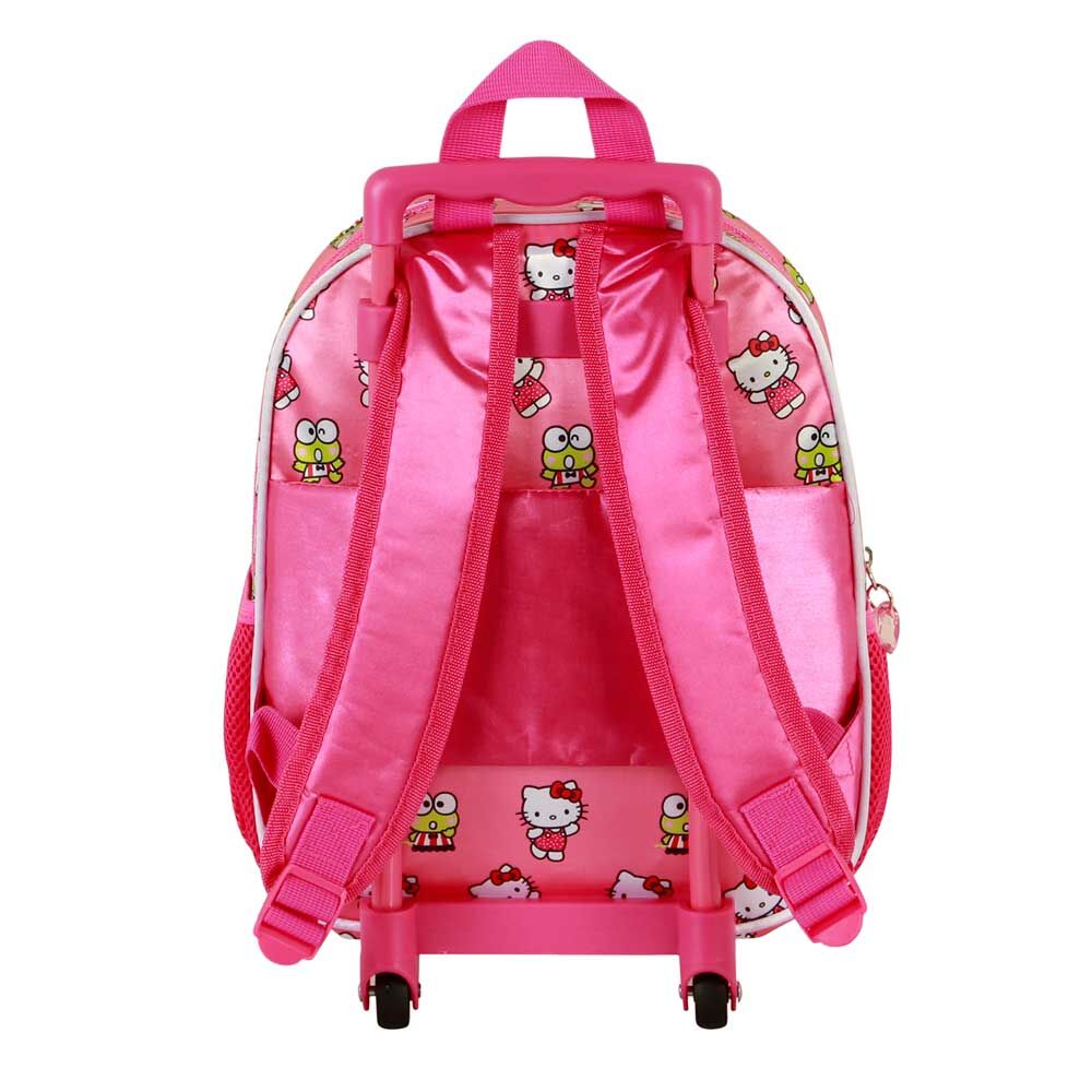 Détail des deux poches latérales en filet sur le trolley Hello Kitty 34 cm