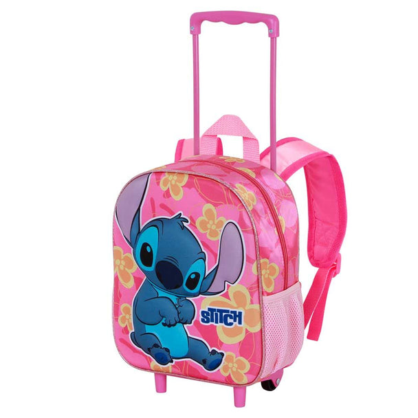 Vue avant du trolley enfant Stitch Disney 3D avec poignées et design coloré