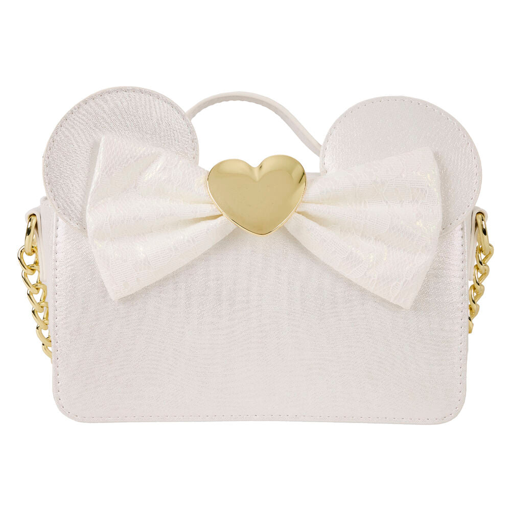 Sac Loungefly Disney Minnie Wedding porté en bandoulière lors d'une occasion spéciale