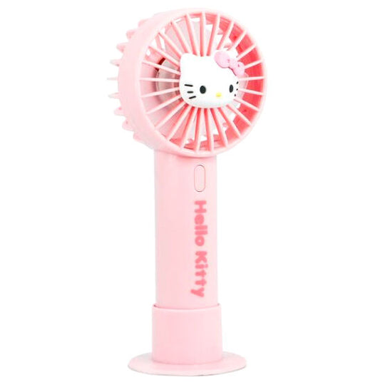 Face avant du mini ventilateur rechargeable Hello Kitty avec moteur silencieux et deux vitesses