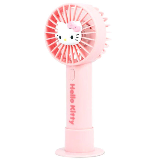 Vue latérale du ventilateur Hello Kitty 3D montrant la batterie rechargeable intégrée