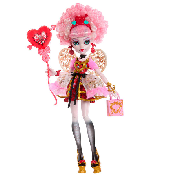 Poupée Monster High Draculaura Scary Sweet Birthday avec tenue d'anniversaire et accessoires colorés sur fond blanc