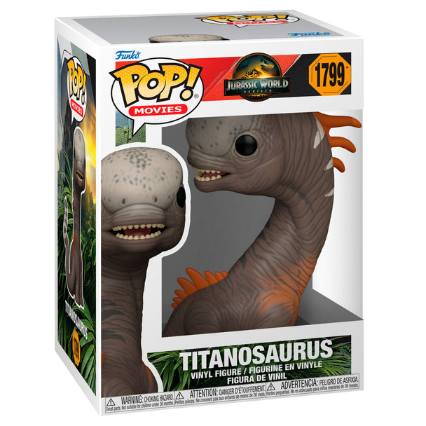 Figurine Funko POP Titanosaurus de Jurassic World 5 en vinyle de 9 cm dans sa boîte cadeau colorée