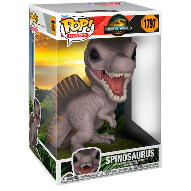 Vue détaillée de la figurine Funko POP Spinosaurus Jurassic World 5 montrant les couleurs et textures réalistes