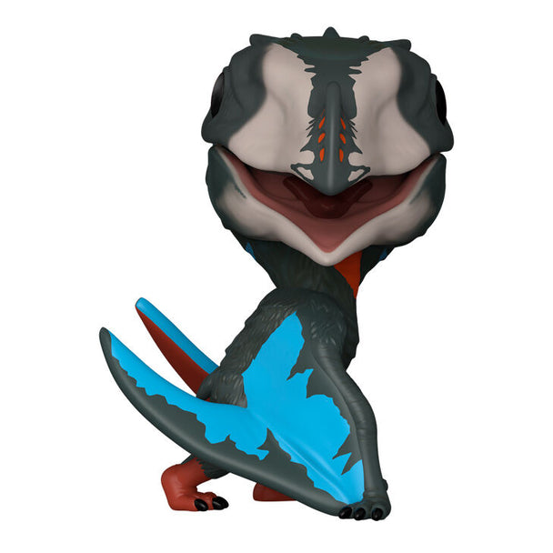 Vue rapprochée de la figurine Funko POP Quetzalcoatlus Jurassic World 5 montrant les détails du design stylisé