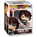 Vue rapprochée de la figurine Funko POP Hange Zoe Attack on Titan, mettant en valeur les détails et la finition de la figurine en vinyle.