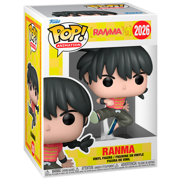 Vue rapprochée de la figurine Ranma 1/2 Funko POP avec détails précis et couleurs vives sur fond blanc.