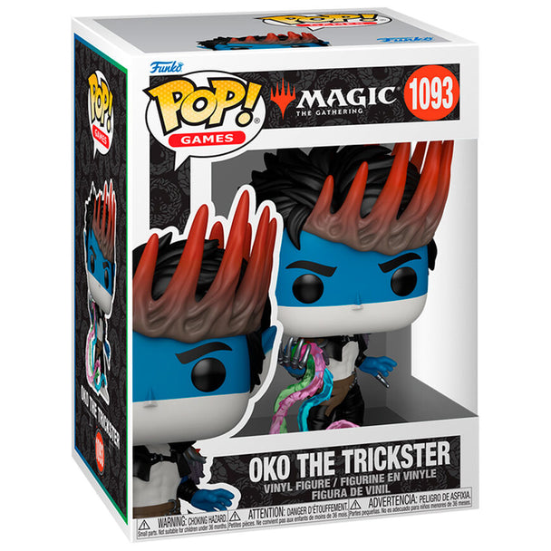 Vue rapprochée de la figurine Funko POP Oko the Trickster avec détails précis et couleurs vives.