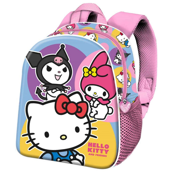 Sac à dos Hello Kitty and Friends 3D de 30cm par KARACTERMANIA, vue de face, mettant en valeur le design 3D et les couleurs vives.