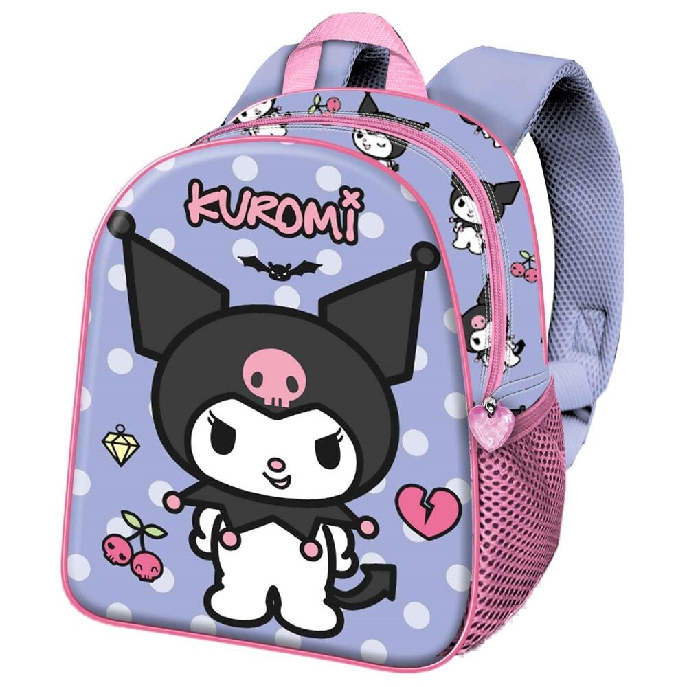 Sac à dos Hello Kitty et Kuromi Rebel 3D de KARACTERMANIA, vue de face, mettant en avant le design détaillé et les couleurs vives.