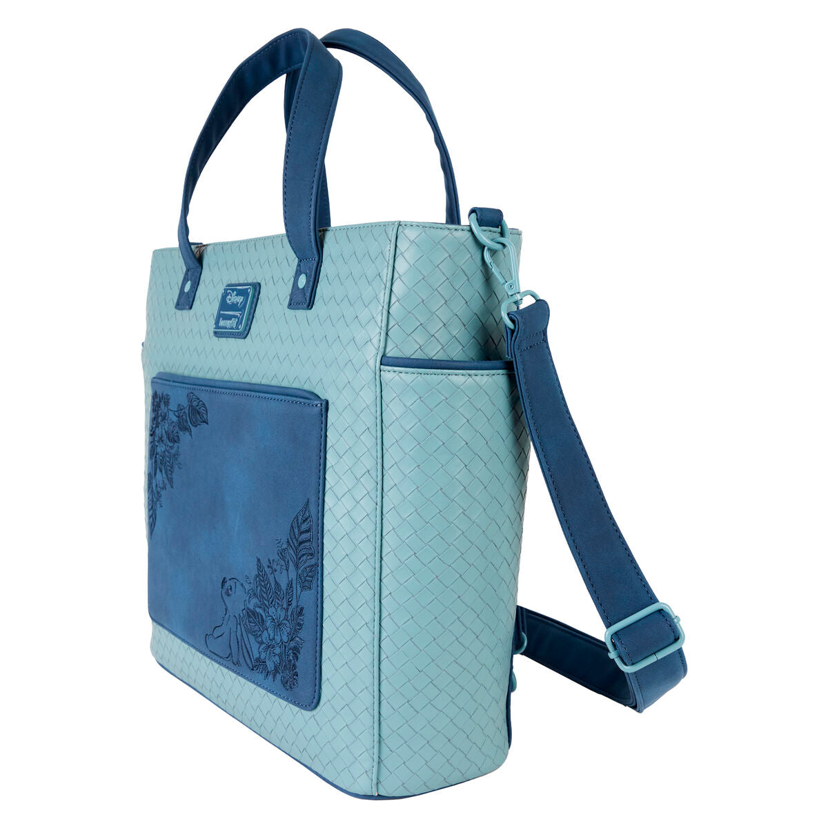 Zoom sur la texture et les coutures du sac à dos Loungefly Stitch Disney, qualité supérieure