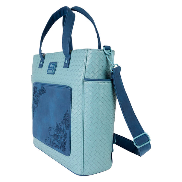 Zoom sur la texture et les coutures du sac à dos Loungefly Stitch Disney, qualité supérieure