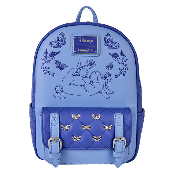 Vue de face du sac à dos Loungefly Disney avec Bourriquet, dimensions 27cm.