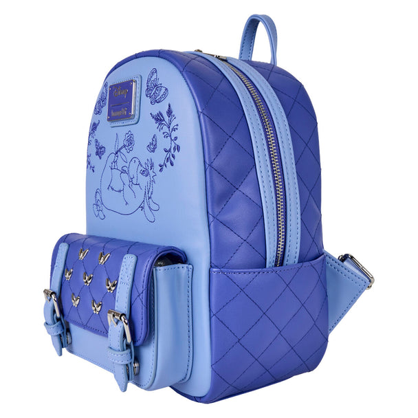 Détail du design coloré et des textures du sac Loungefly Winnie l'Ourson et Bourriquet.