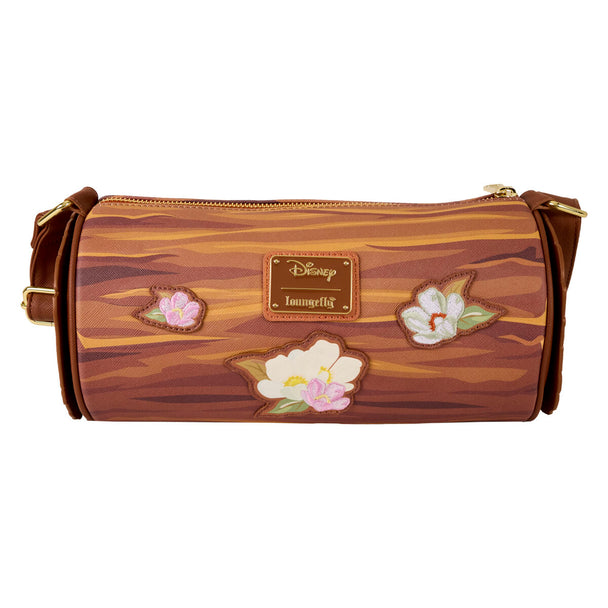 Détail du design coloré du sac Loungefly montrant Tod et Toby en action sur fond clair