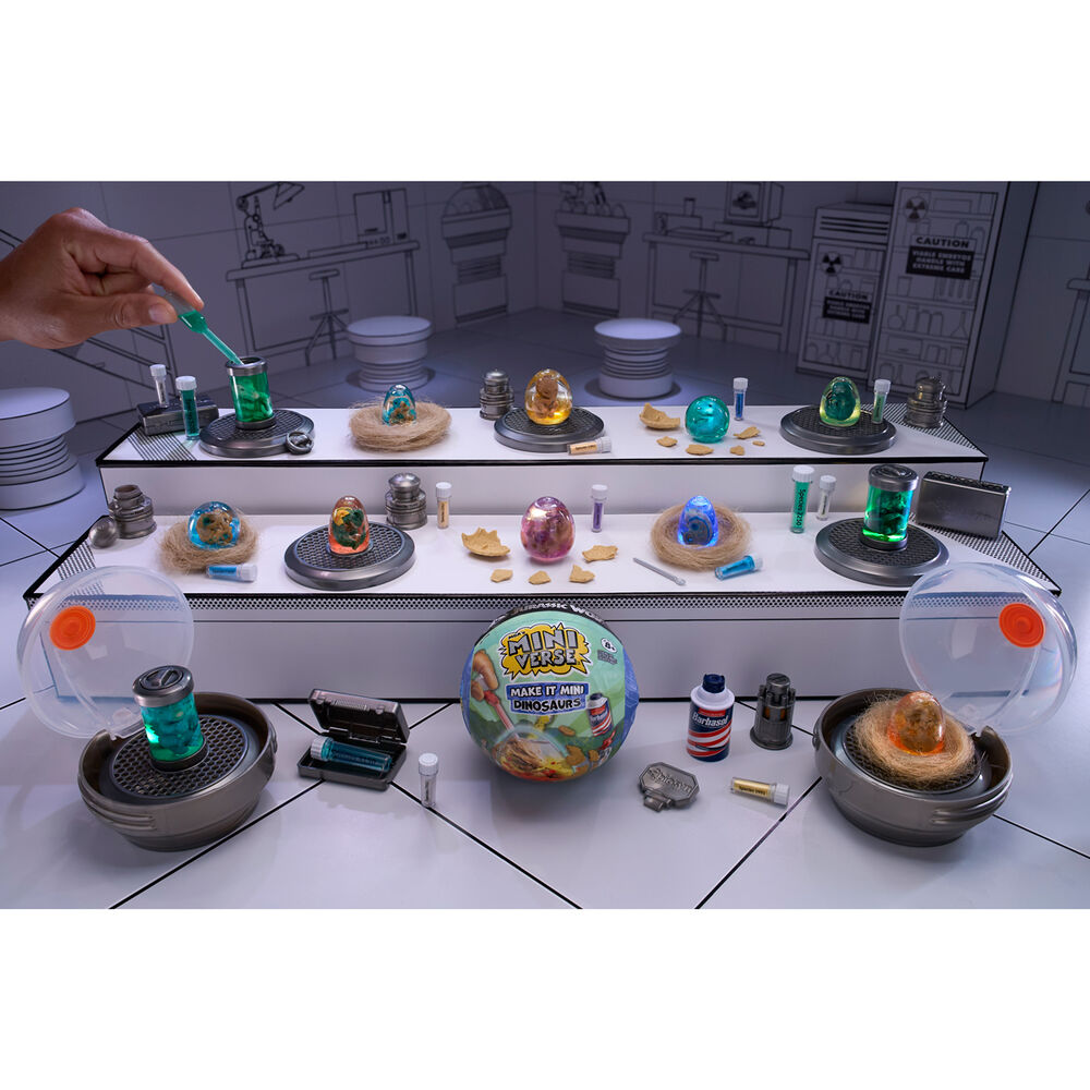 Laboratoire miniature avec outils pour manipuler les œufs de dinosaures