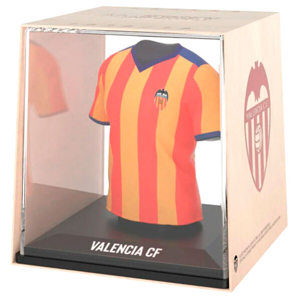 Figurine mini t-shirt rétro Valencia CF vue de face avec étui transparent