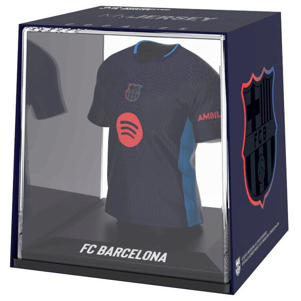 Mini t-shirt FC Barcelona de face en vinyle et plastique biodégradable, 9,5 cm de hauteur