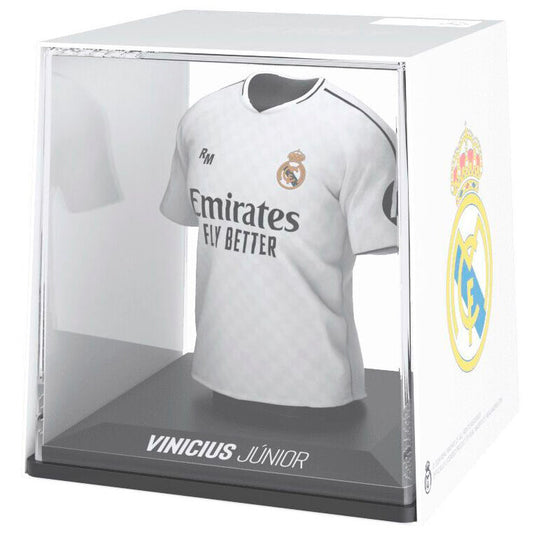 Figurine mini t-shirt Vinicius Jr. du Real Madrid vue de face avec détails précis des couleurs
