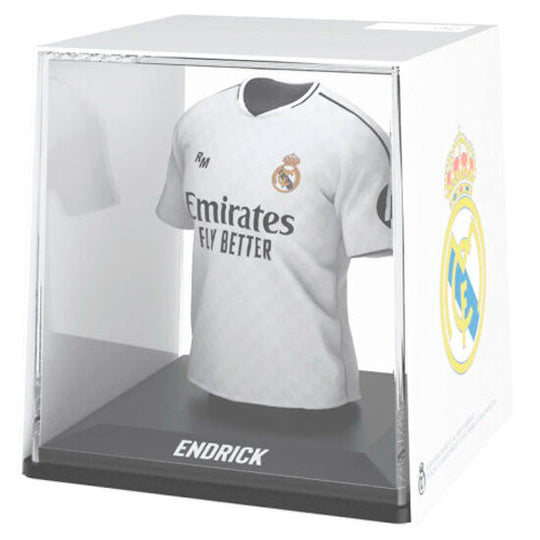 Figurine mini t-shirt Real Madrid Endrick vue de face avec détails précis du maillot blanc