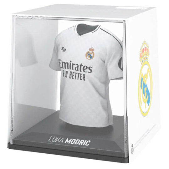 Figurine mini t-shirt Modric Real Madrid vue de face avec détails du maillot blanc